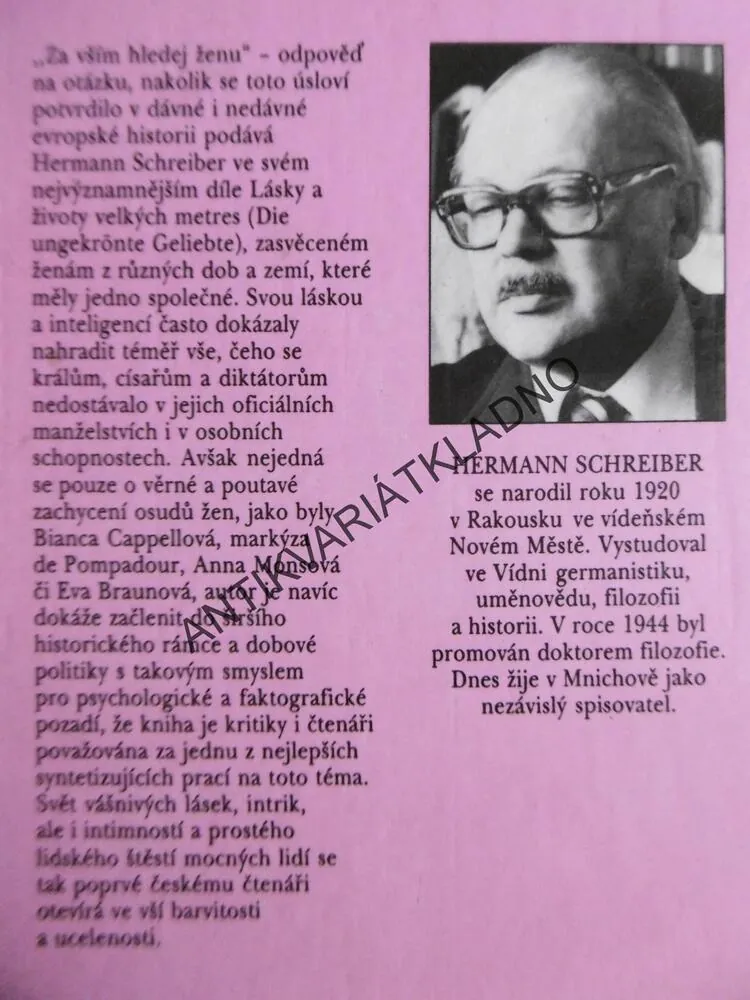 LÁSKY A ŽIVOTY VELKÝCH METRES, HEMANN SCHREIBER, **an