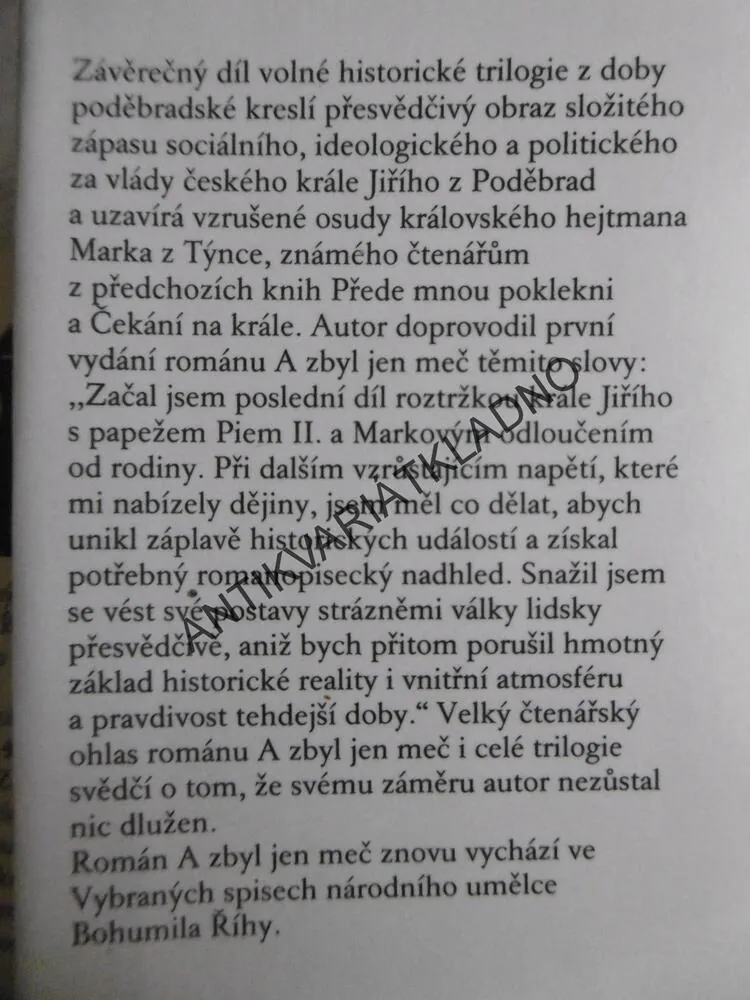 HISTORICKÁ TRILOGIE, BOHUMIL ŘÍHA, 3 KNIHY, **an