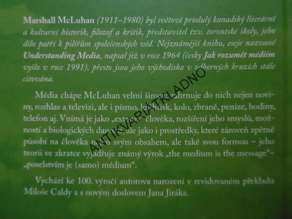 JAK ROZUMĚT MÉDIÍM, EXTENZE ČLOVĚKA, MARSHALL MCLUHAN, **an