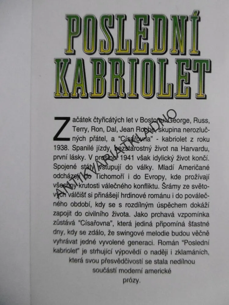 POSLEDNÍ KABRIOLET, ANTON MYRER, **an