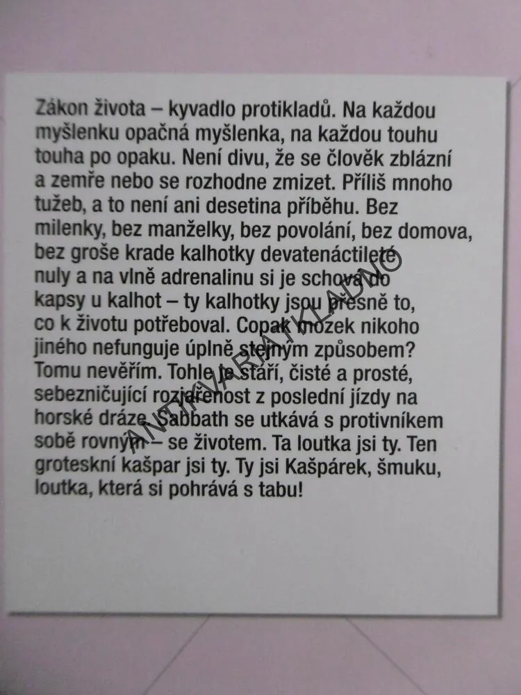 SABBATHOVO DIVADLO, PHILIP ROTH, **an