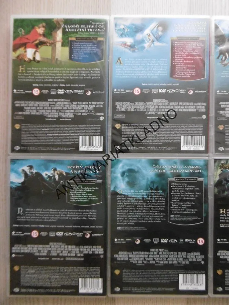 HARRY POTTER, CELÁ SÉRIE 16 DVD, 8 OBALŮ, DVOUDISKOVÉ VERZE, DVD FILM