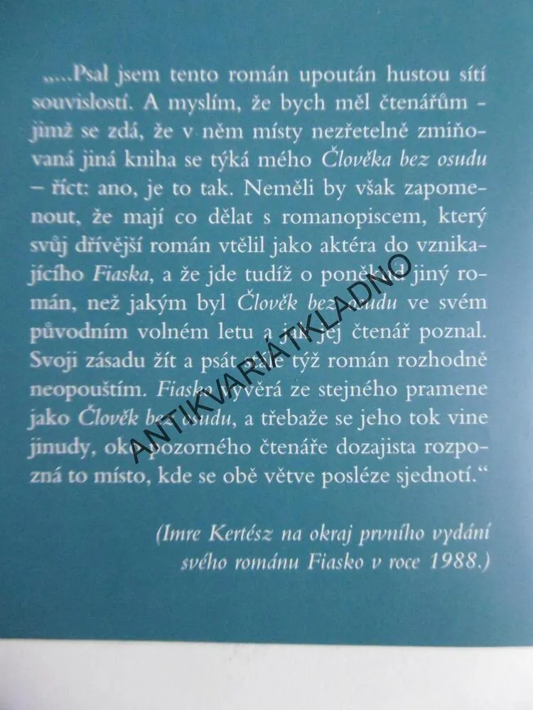 FIASKO, IMRE KERTÉSZ, **an