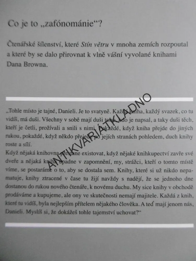 STÍN VĚTRU, CARLOS ROIZ ZAFÓN, **an