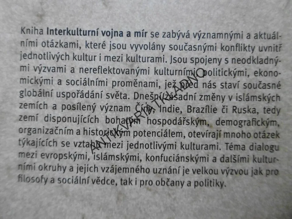 INTERKULTURNÍ VOJNA A MÍR, J. SVOBODA, O. ŠTĚCH, **an