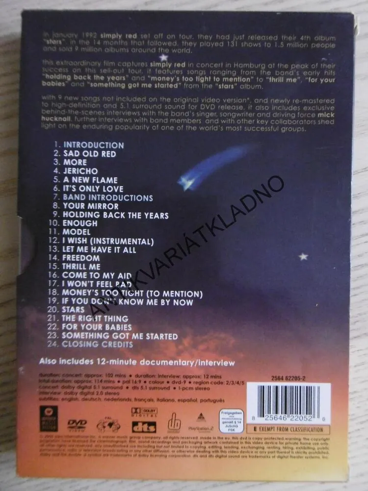 A STARRY NIGHT WITH SIMPLY RED, DVD HUDBA