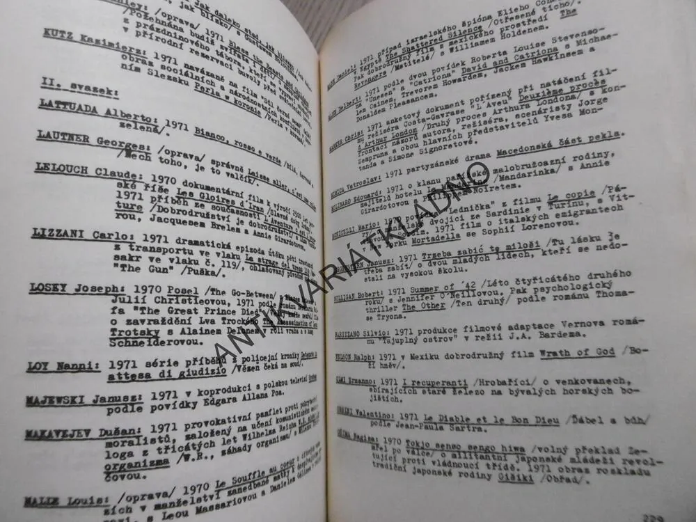 555 PROFILŮ ZAHRANIČNÍCH REŽISÉRU, 1-2., BROŽ, FRÍDA, **an