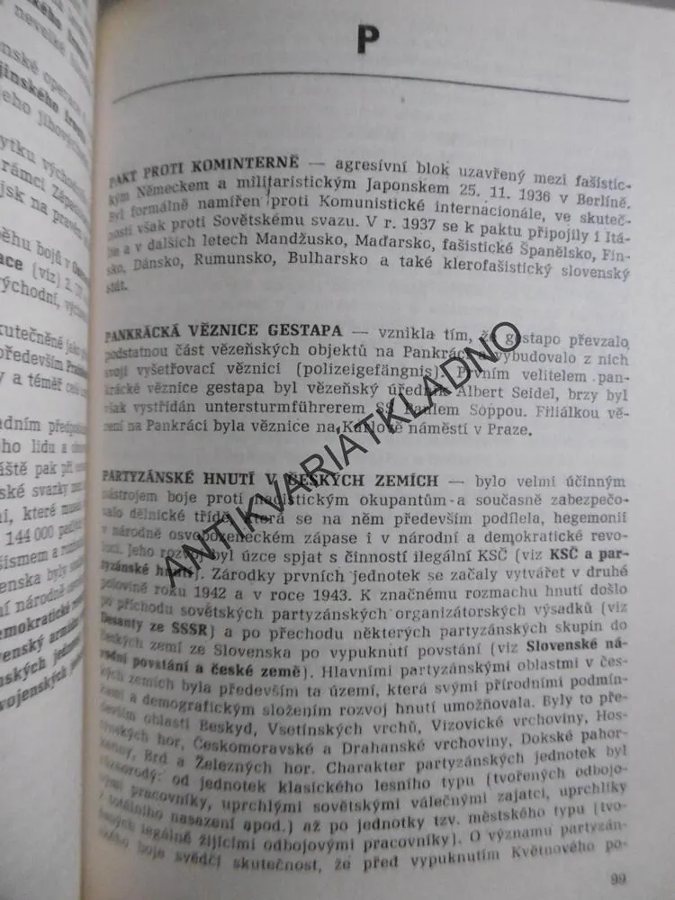 STRUČNÝ SLOVNÍK PROTIFAŠISTICKÉHO BOJE ČESKÉHO LIDU, **an
