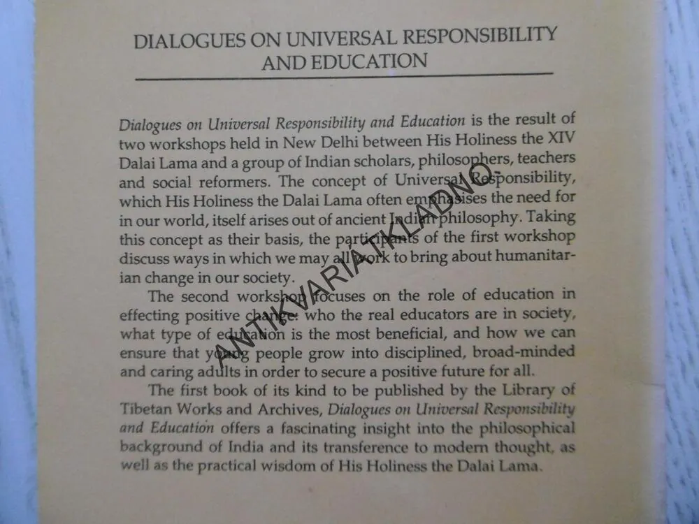 DIALOGUES ON UNIVERSAL, RESPONSIBILITY AND EDUCATION, DALAJLAMA, ANGLICKY