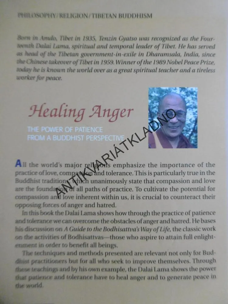 HEALIN ANGER, THE POWER OF PATIENCE, ANGLICKY, JEHO SVÁTOST DALAJLAMA, **an