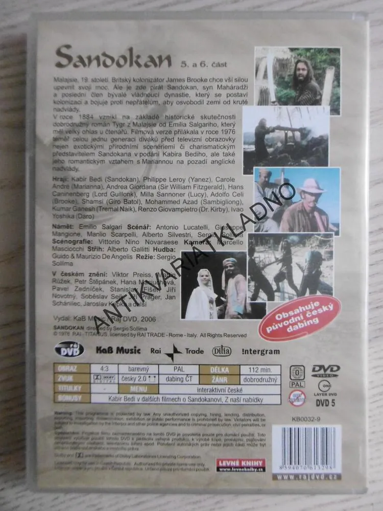 SANDOKAN, TYGR Z MALAJSIE,1-6, DVD FILM 3 X
