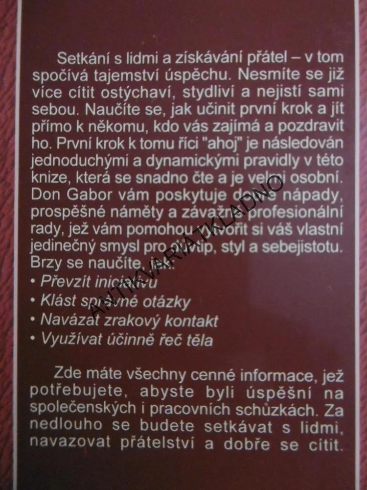 JAK ZAČÍT ROZHOVOR A ZÍSKAT PŘÁTELE MEZI LIDMI, DON GABOR, **an