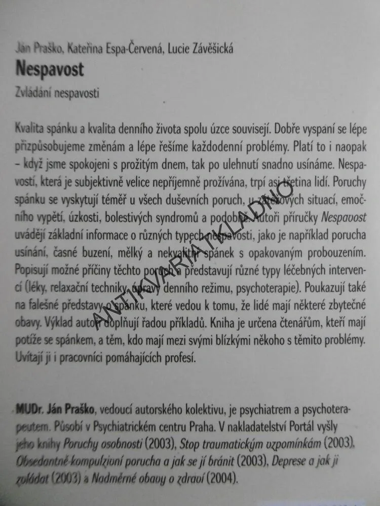 NESPAVOST, JÁN PRAŠKO, **an