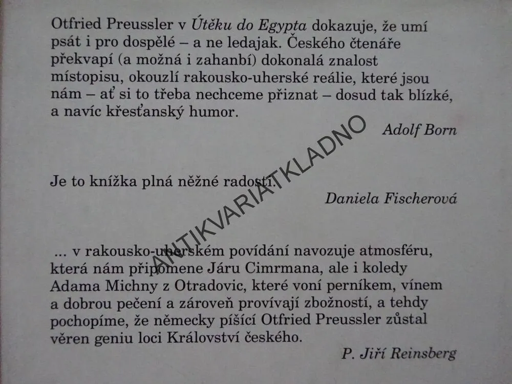 ÚTĚK DO EGYPTA PŘES KRÁLOVSTVÍ ČESKÉ, OTFRIED PREUSSLER, ADOLF BORN, **an