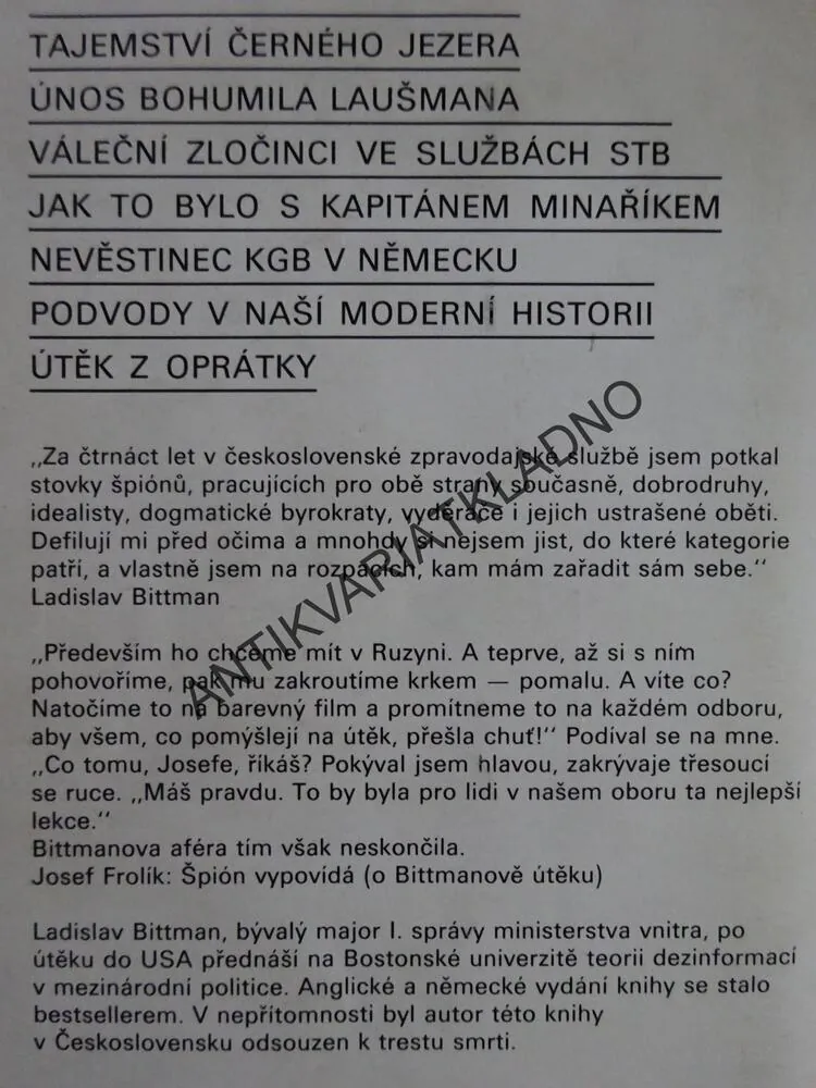 ŠPIONÁŽNÍ OPRÁTKY, LADISLAV BITTMAN, **an