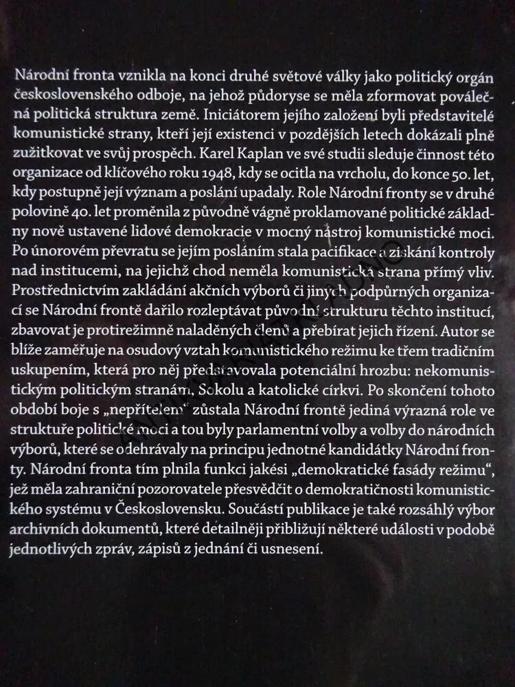 NÁRODNÍ FRONTA, 1948-1960, KAREL KAPLAN, **an