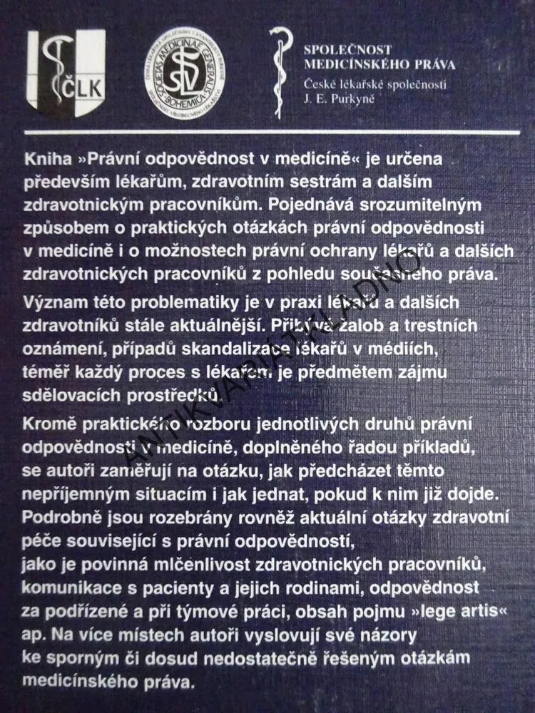 PRÁVNÍ ODPOVĚDNOST V MEDICÍNĚ, STOLÍNOVÁ, MACH, **an