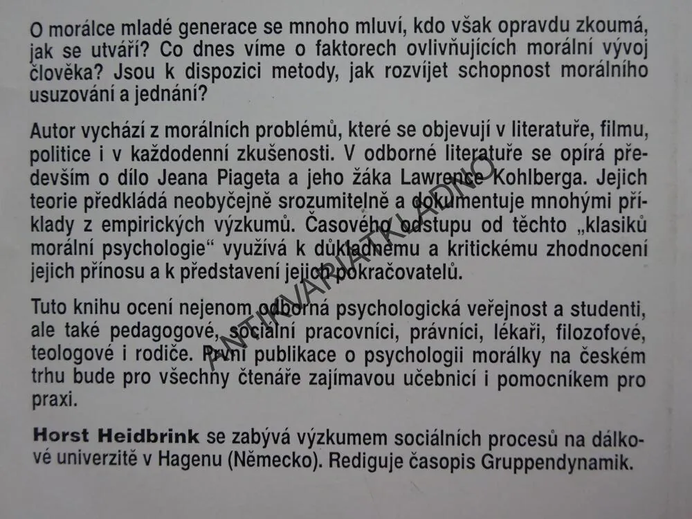 PSYCHOLOGIE MORÁLNÍHO VÝVOJE, HORST HEIDBRINK