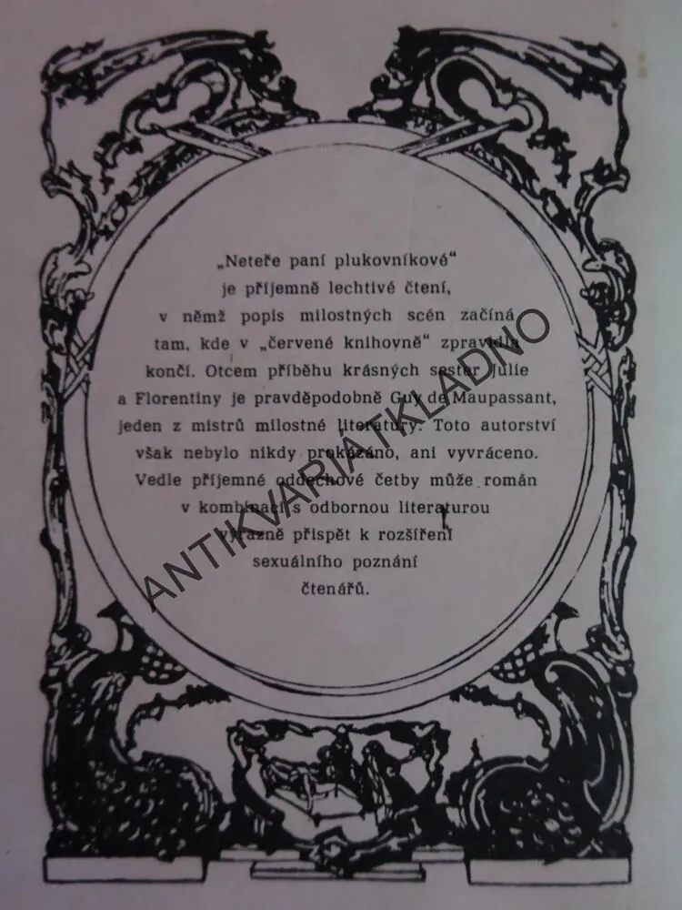 NETEŘE PANÍ PLUKOVNÍKOVÉ, GUY DE MAUPASSANT, **an
