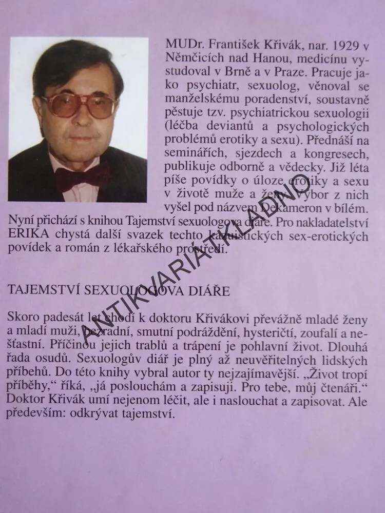 TAJEMSTVÍ SEXUOLOGOVA DIÁŘE, MUDR. FRANTIŠEK KŘÍVÁK, **an