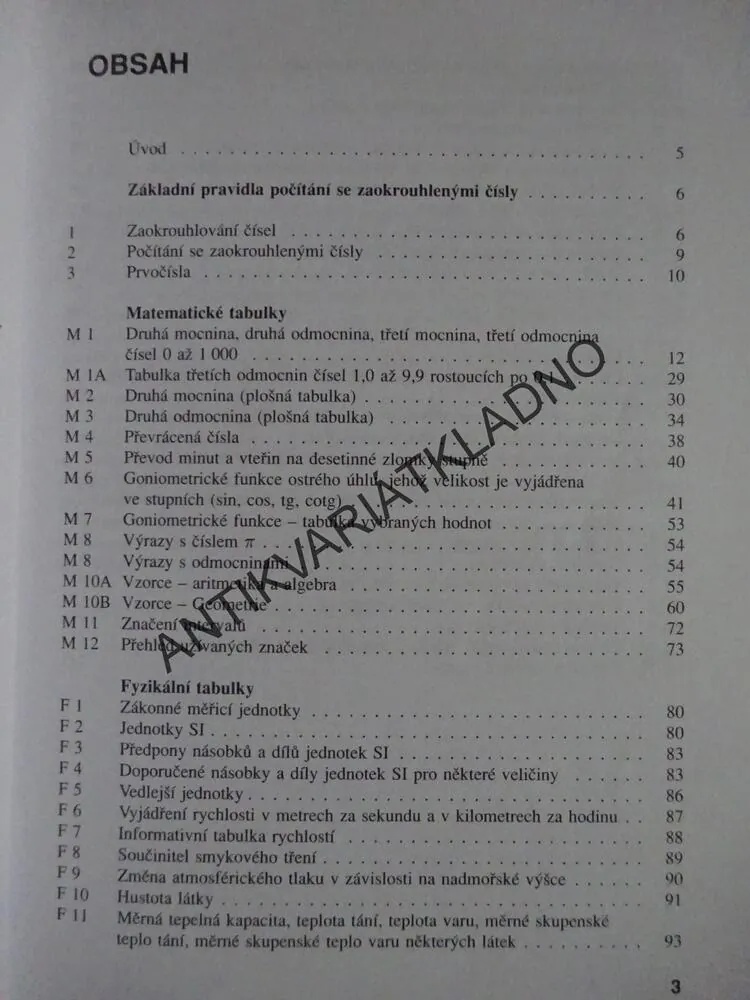 TABULKY PRO ZÁKLADNÍ ŠKOLU