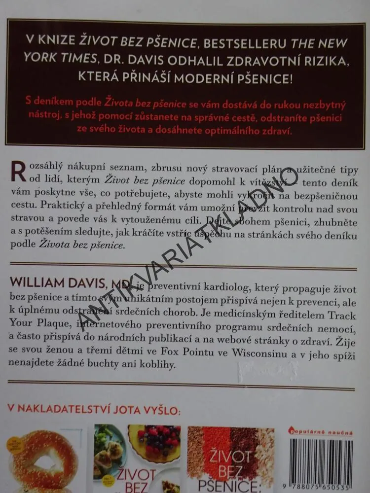 ŽIVOT BEZ PŠENICE, DENÍK PRO KAŽDODENNÍ PRAXI, WILLIAM DAVIS, **an