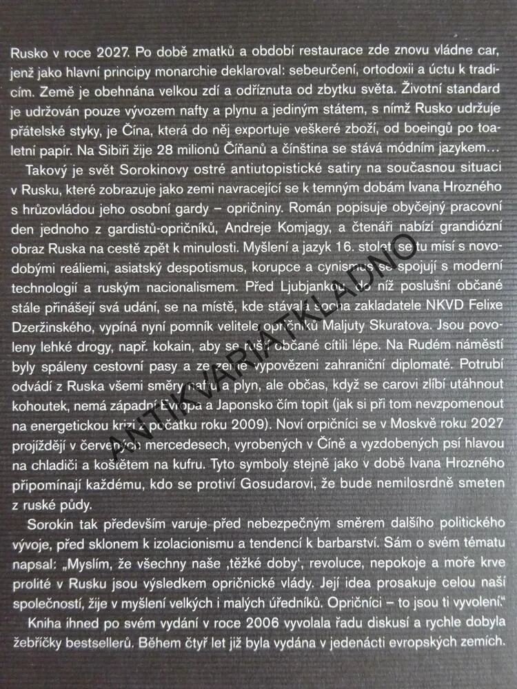 DEN OPRIČNÍKA, VLADIMÍR SOROKIN, **an