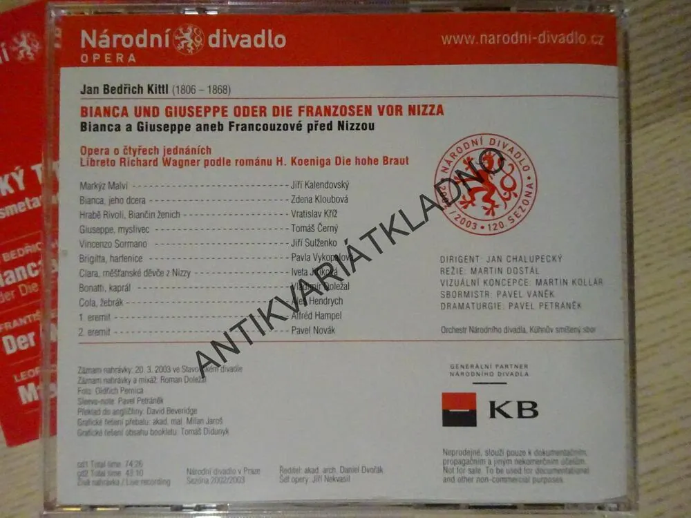 ČESKÝ TRIPTYCH I., PŘEDSMETANOVSKÁ OPERA, CD HUDBA