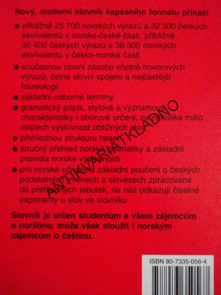 NORŠTINA ČEŠTINA, PRAKTICKÝ SLOVNÍK S NOVÝMI VÝRAZY, **an