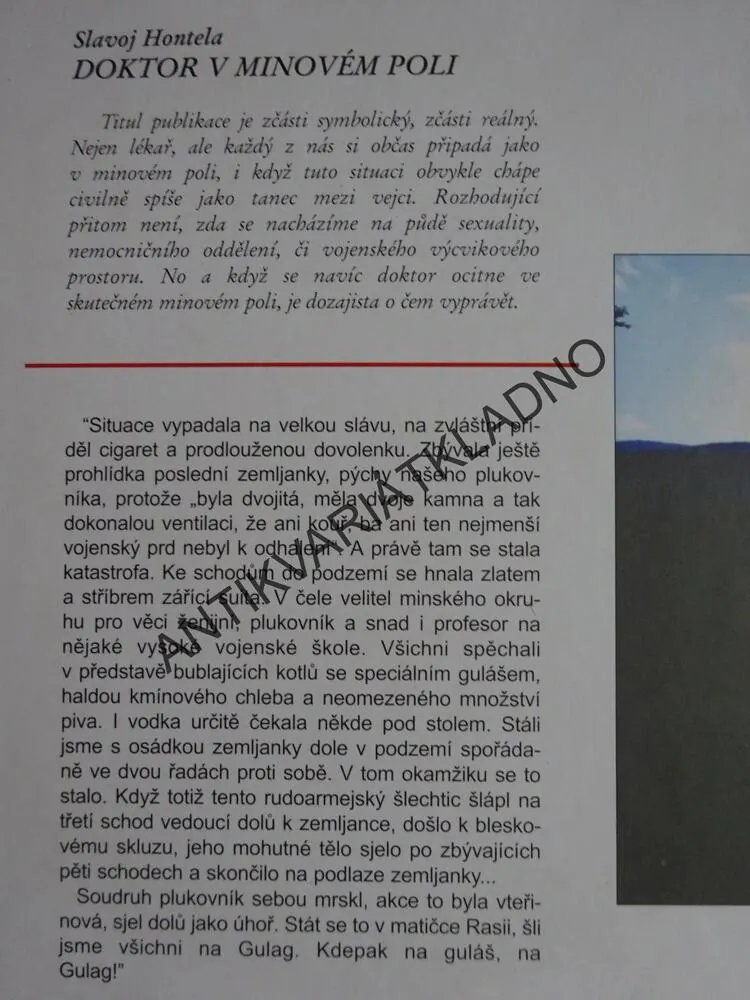 DOKTOR V MINOVÉM POLI, SLAVOJ HONTELA, **an