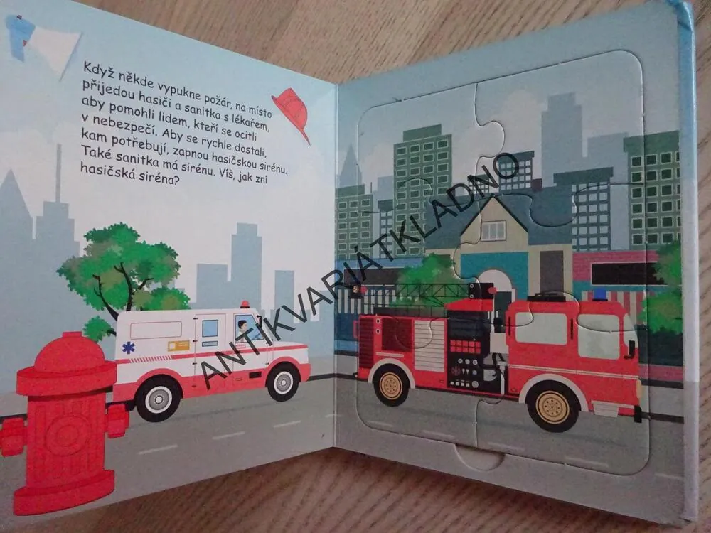 KNÍŽKA S PUZZLE, VŠE, CO JEZDÍ, 5 X PUZZLE, **an
