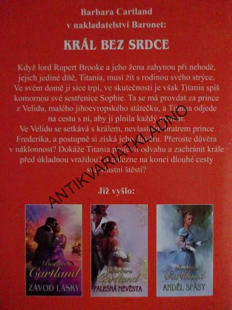 KRÁL BEZ SRDCE, BARBARA CARTLAND, CARTLANDOVÁ, **an