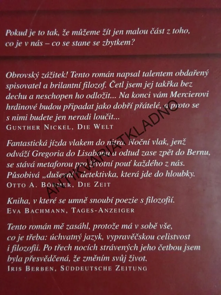 NOČNÍ VLAK DO LISABONU, PASCAL MERCIER, **an