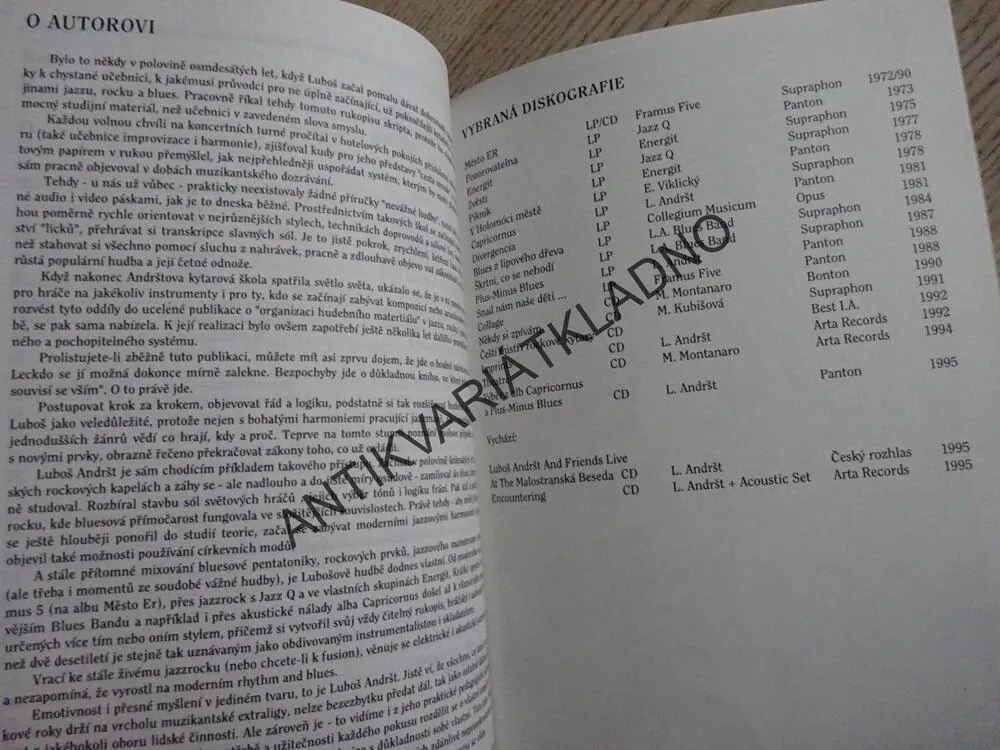 JAZZ, ROCK, BLUES, ORGANIZACE HUDEBNÍHO MATERIÁLU, LUBOŠ ANDRŠT, KYTARA, **an