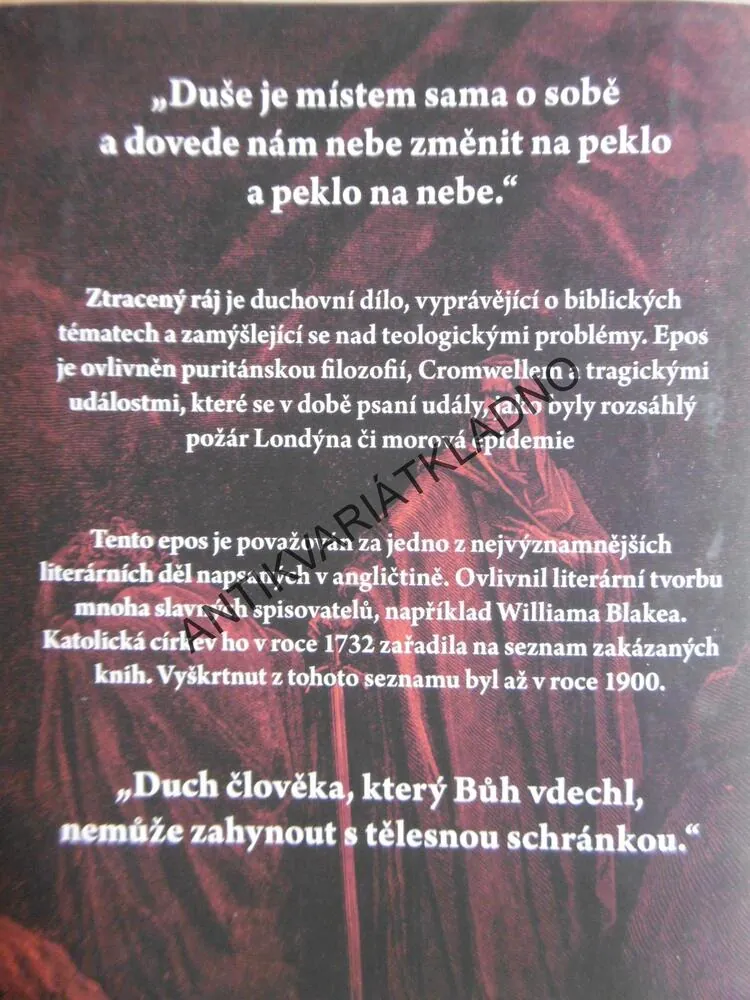ZTRACENÝ RÁJ, JOHN MILTON