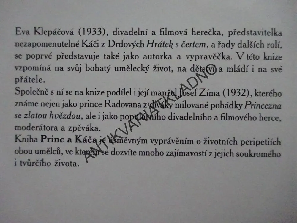 PRINC A KÁČA, EVA KLEPÁČOVÁ, JOSEF ZÍMA, **an