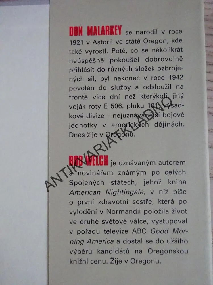 SERŽANT Z BRATRSTVA NEOHROŽENÝCH, DON MALARKEY, BOB WELCH, **an