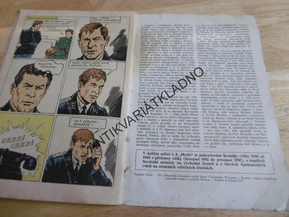 KAPITÁN KLOSS, 5., 1971, PŘÍSNĚ TAJNÉ, KOMIKS