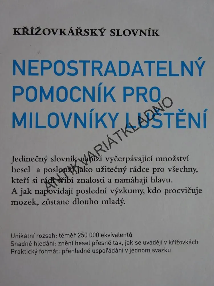 KŘÍŽOVKÁŘSKÝ SLOVNÍK, KŘÍŽOVKY, **an