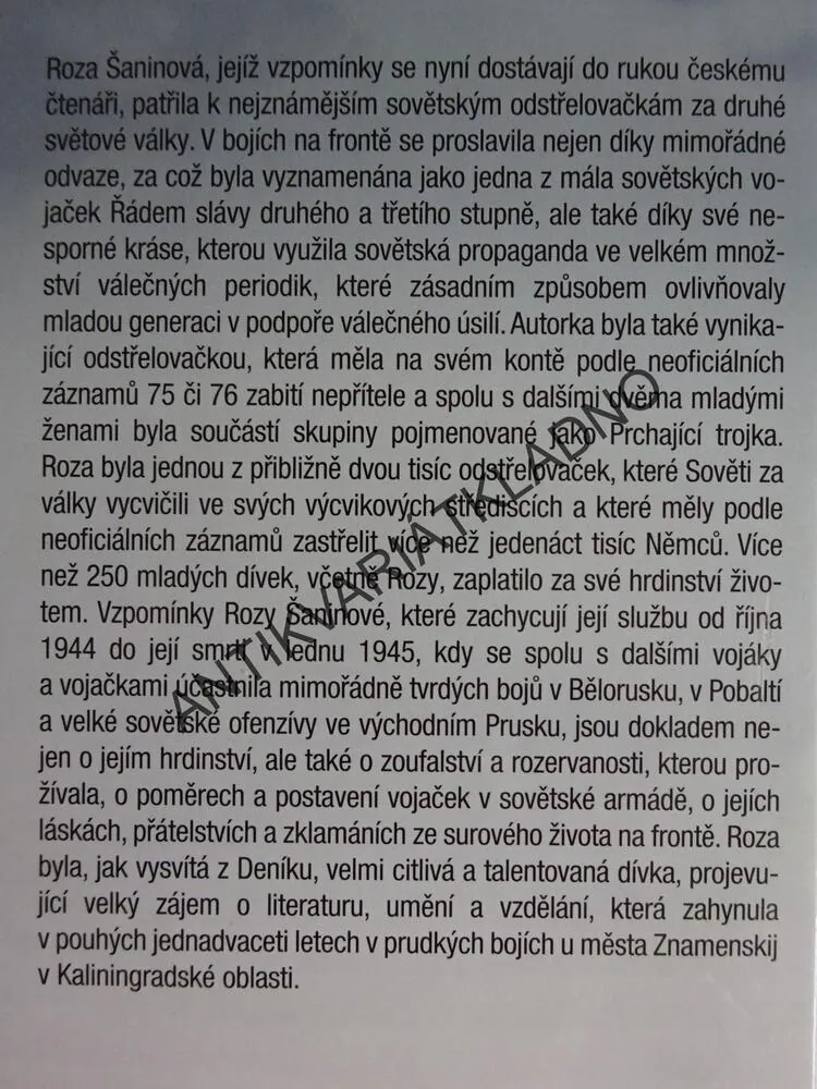 Z DENÍKU ODSTŘELOVAČKY, ROZA ŠANINOVÁ, **an