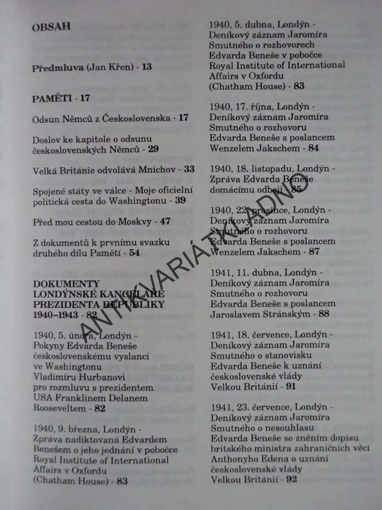 ODSUN NĚMCŮ Z ČESKOSLOVENSKA, EDVARD BENEŠ, **an