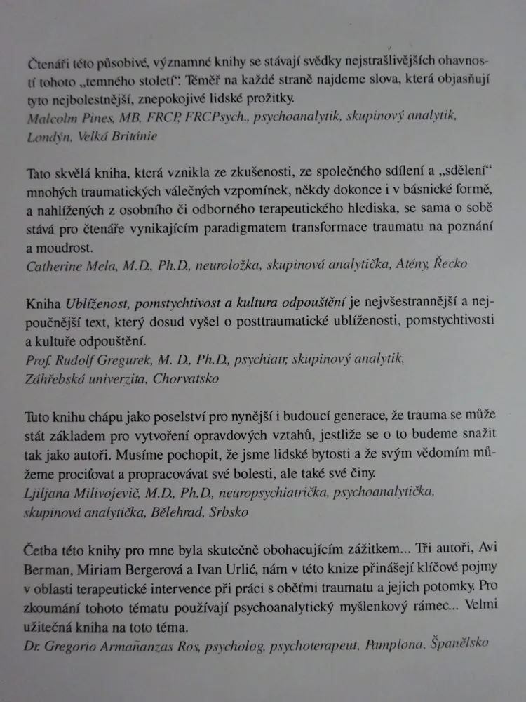 UBLÍŽENOST, POMSTYCHTIVOST A KULTURA ODPOŠTĚNÍ, URLIĆ, BERGEROVÁ, BERMAN, **an