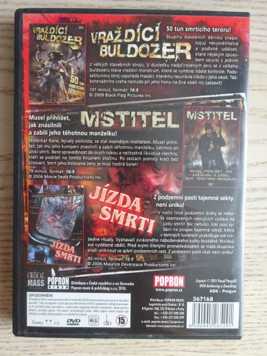 HOROROVÁ KOLEKCE: VRAŽDÍCÍ BULDOZER, MSTITEL, JÍZDA SMRTI, DVD FILM HOROR