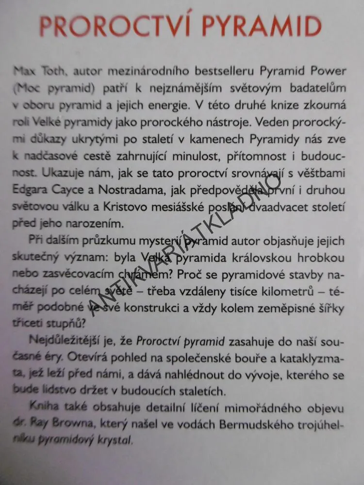 PROROCTVÍ PYRAMID, MAX TOTH, **an