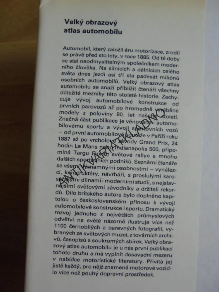 VELKÝ OBRAZOVÝ ATLAS AUTOMOBILU, VETERAN, MINAŘÍK 1985, stav a1, **an