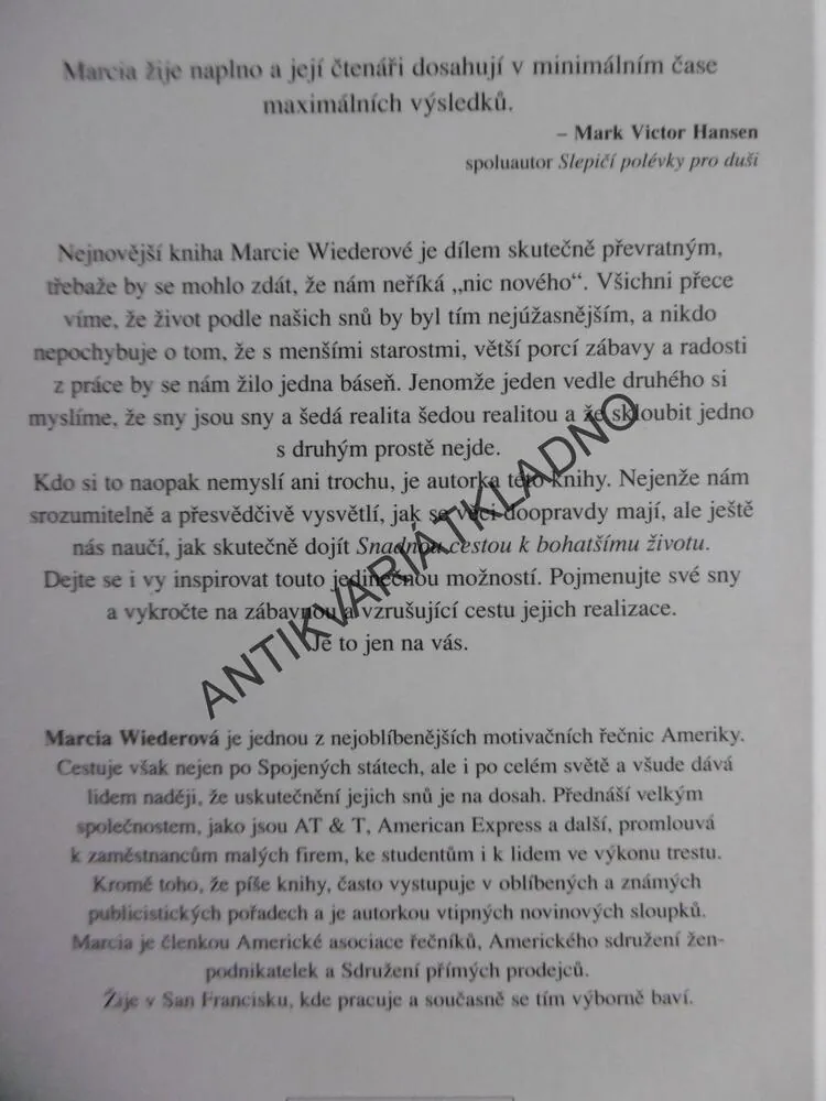 SNADNOU CESTOU K BOHATŠÍMU ŽIVOTU, WIEDEROVÁ