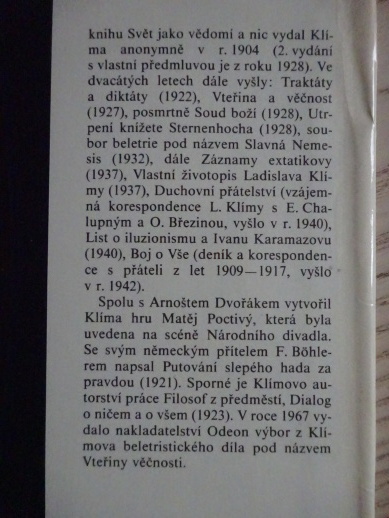 UTRPENÍ KNÍŽETE STERNENHOCHA, LADISLAV KLÍMA, **an