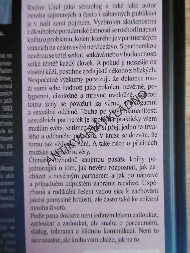 NEVĚRA A CO S NÍ, MUDR. RADIM UZEL, **an