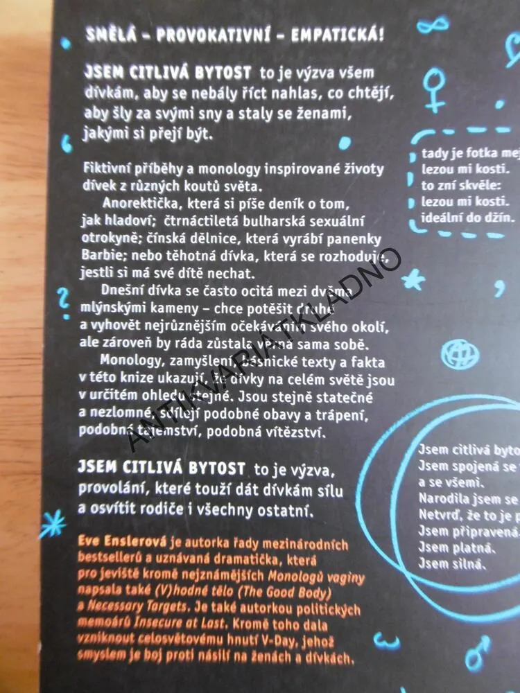 JSEM CITLIVÁ BYTOST ANEB SRDCE NEZNÁ MAPU, EVE ENSLEROVÁ,  **an