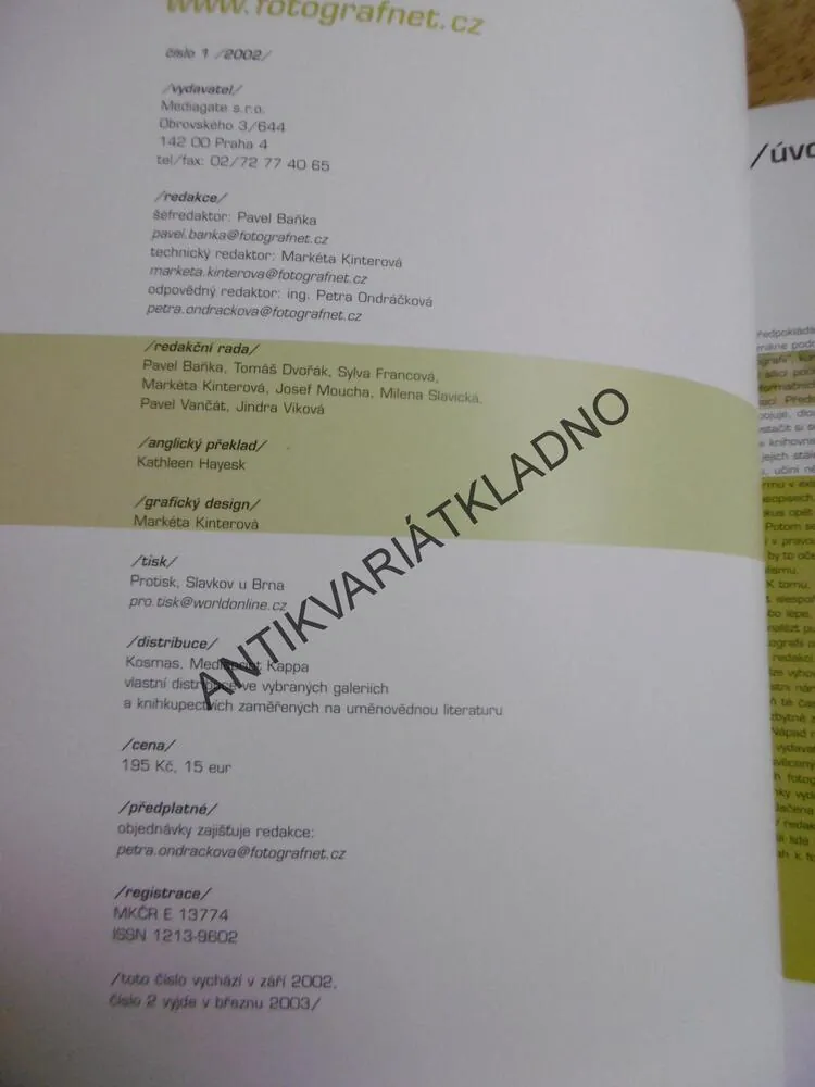 FOTOGRAF, TVÁŘ, 1/2002, **an